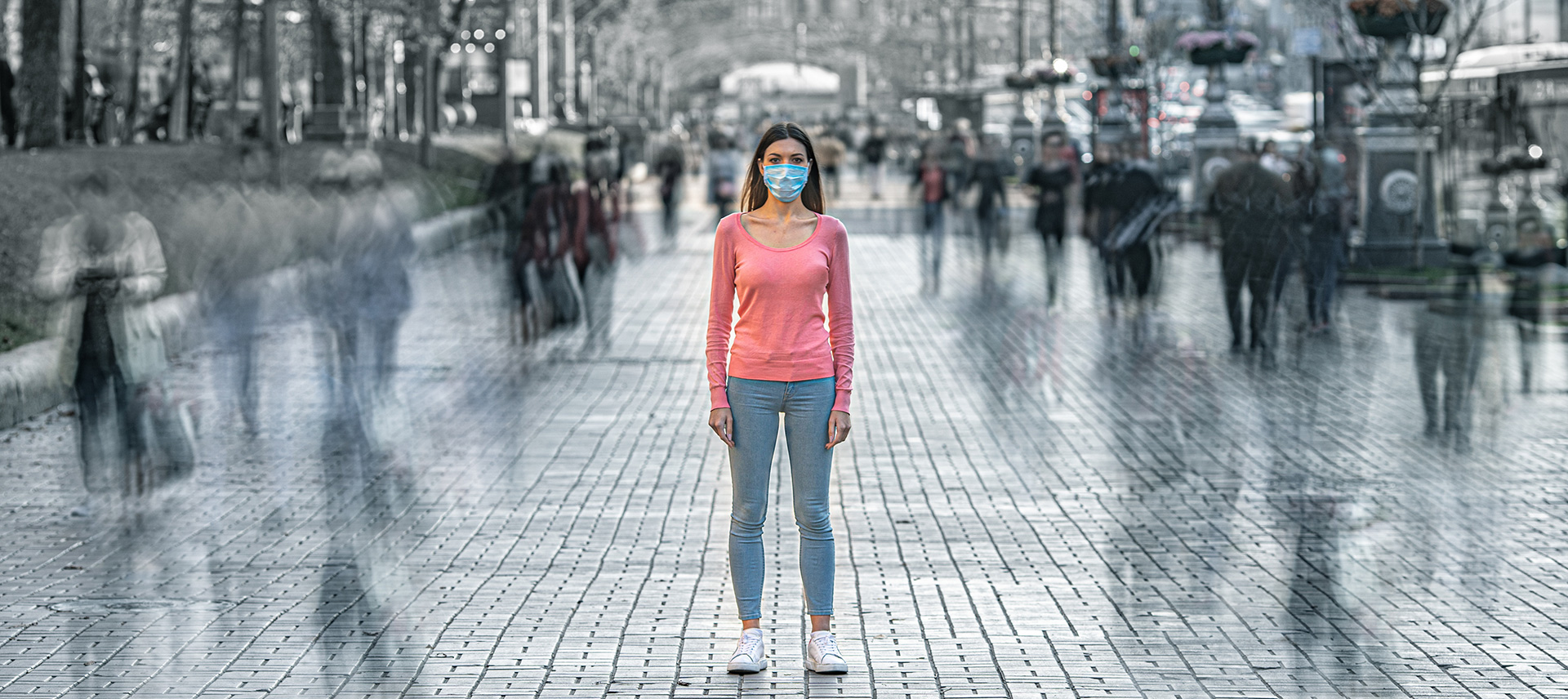 Girl with mask for Covid-19