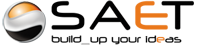 SAET logo with the tagline “build up your ideas”.