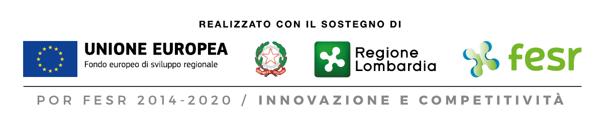 European Union, Italian Republic, Regione Lombardia and FESR logos for POR FESR 2014-2020 project
